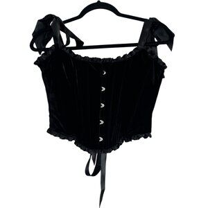 Dolls Kill Widow NWOT Night Whispers Velvet Satin Trim Lace Up Corset Medium